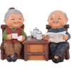 Anniversary Elderly Figurines, Miniature Figures Grandma Grandpa Statue Small Fairies Figurines for Grandparents Parents Anniversary Wedding Home
