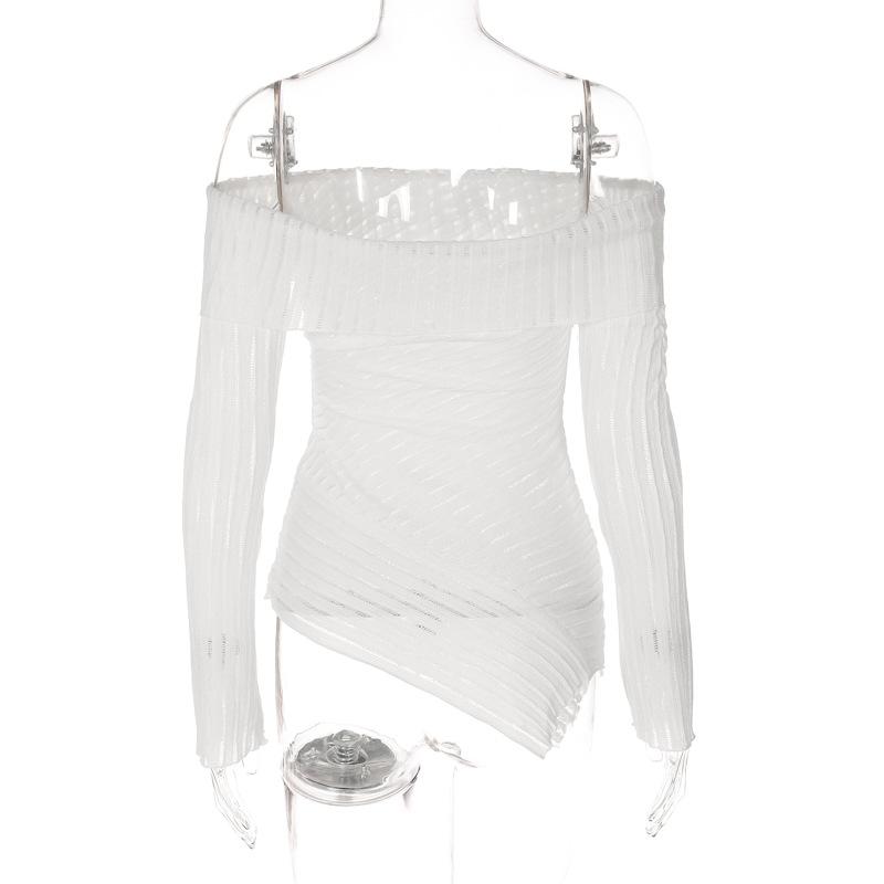 Women Sexy One Off Shoulder Basic Top Long Sleeve Sexy Top Y2K Slim T-Shirts