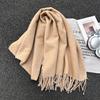 New solid color scarf couple winter shawl dual-purpose warm long thickened fringed scarf spot