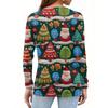 Women's Fashion Hem Slit Casual Christmas Printed Round Neck Long Sleeve Top