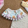 Bear Print Pet Bib Adjustable Snap Button Cute Cat Bandana Bib Sweet Striped Dog Bib for Small Medium Dogs Cats