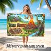 Dinosaur Theme Quick Dry Beach Towel Custom Name Text Print Large Sand Resistant Towel Beach Vacation