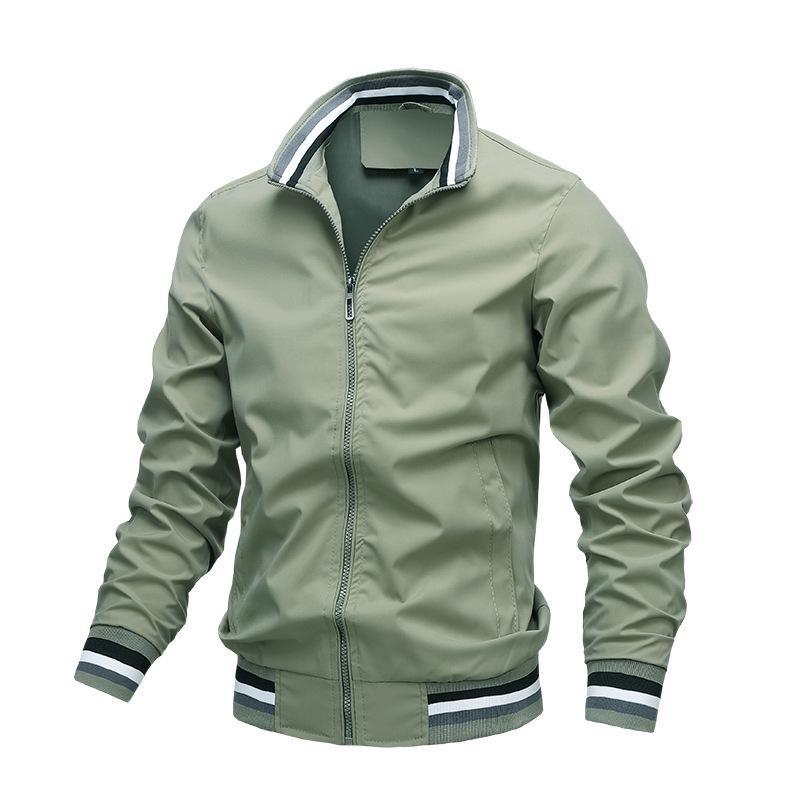 Men's Casual Fleece & Cotton Sports Jacket - Solid Color Spring/Autumn Outerwear