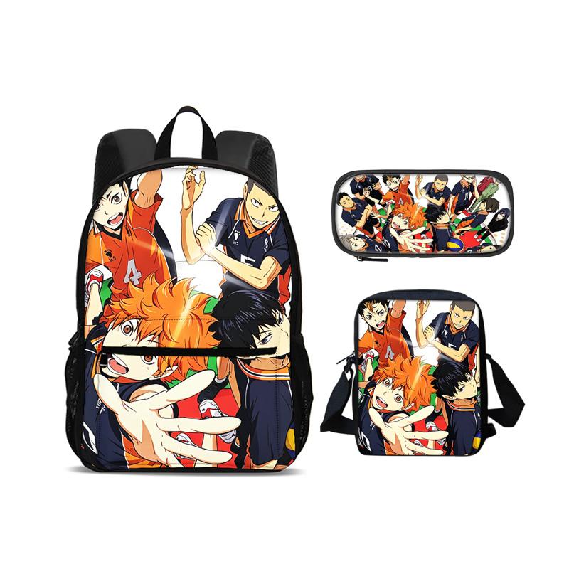 Haikyuu backpack pencil case shoulder bag 3Pcs Set printed new large capacity student boy and girl best birthday gift for school
