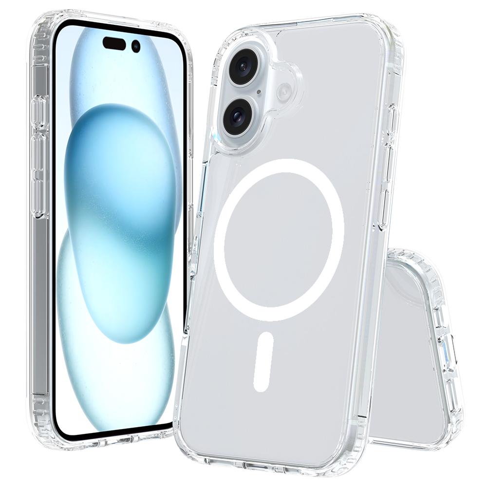 

Магнитный чехол для iPhone 16, устойчивый к царапинам, ТПУ+ПК, кристально прозрачная накладка для телефона A