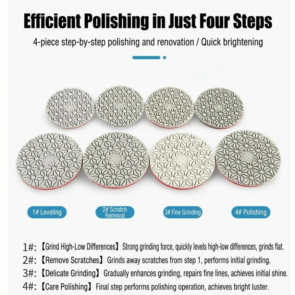 4 Step Grinding Disc Wet Dry Diamond Pad Stone Polishing Tool Grinding Pad  Quartz Stone