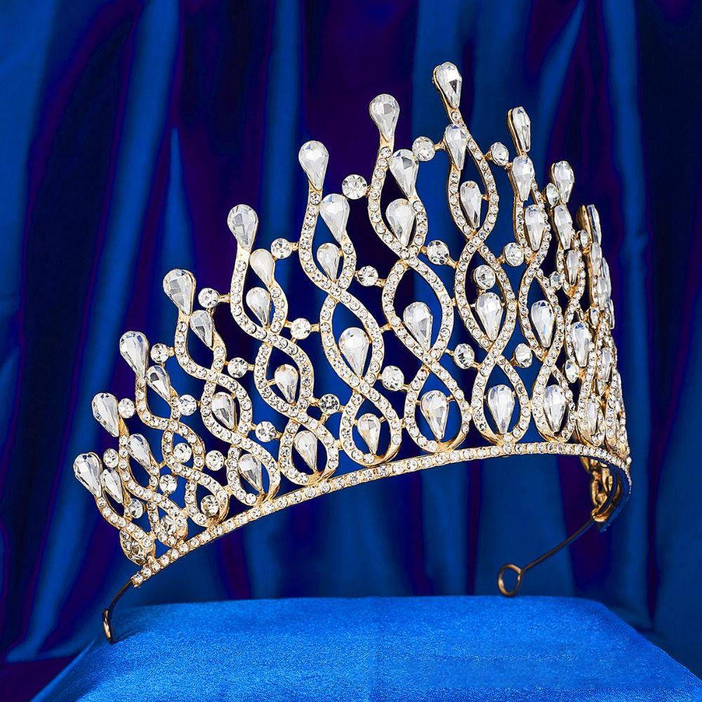 Luxus Zink Zinklegierung Prinzessinnenkrone Elegantes Strass Diadem Schöner Damen Haarreif Fotografie Requisiten