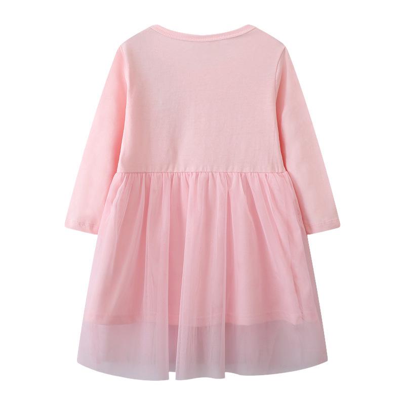European Style Cartoon Girls' Long-Sleeve Mesh Princess Dress for Autumn