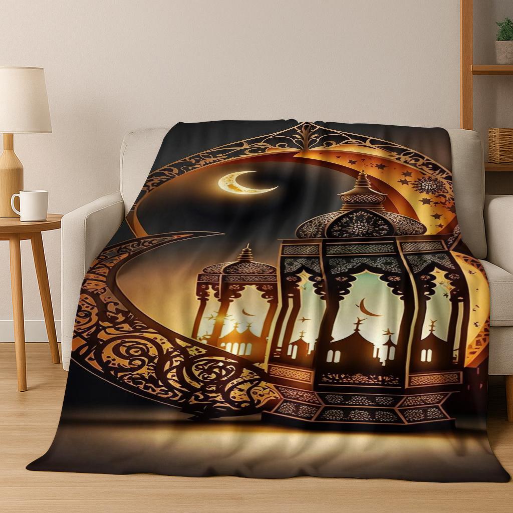 Muslim Islam Mosque Prayer Flannel Blanket Soft Warm Blanket for Bedroom Living Room Bed Office Travel Camping Picnic Gift