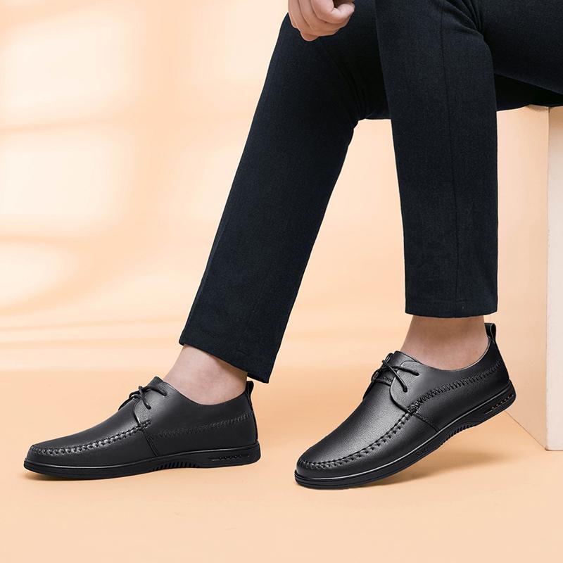 Pantofi pentru bărbați din piele naturală, retro, moale, anti-alunecare, pantofi din cauciuc, pantofi pentru bărbați, pantofi ocazionali pentru conducere, pantofi pentru domn, birou de afaceri
