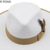 2022 New Feather Band Felt Fedora Hats for Women Wide Brim Men Formal Jazz Hats Panama Church Wedding Dress Hat Chapeu Feminino