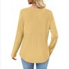 Women's European & American Style Long Sleeve Waffle Knit Top - Loose Fit Casual Pocket T-shirt