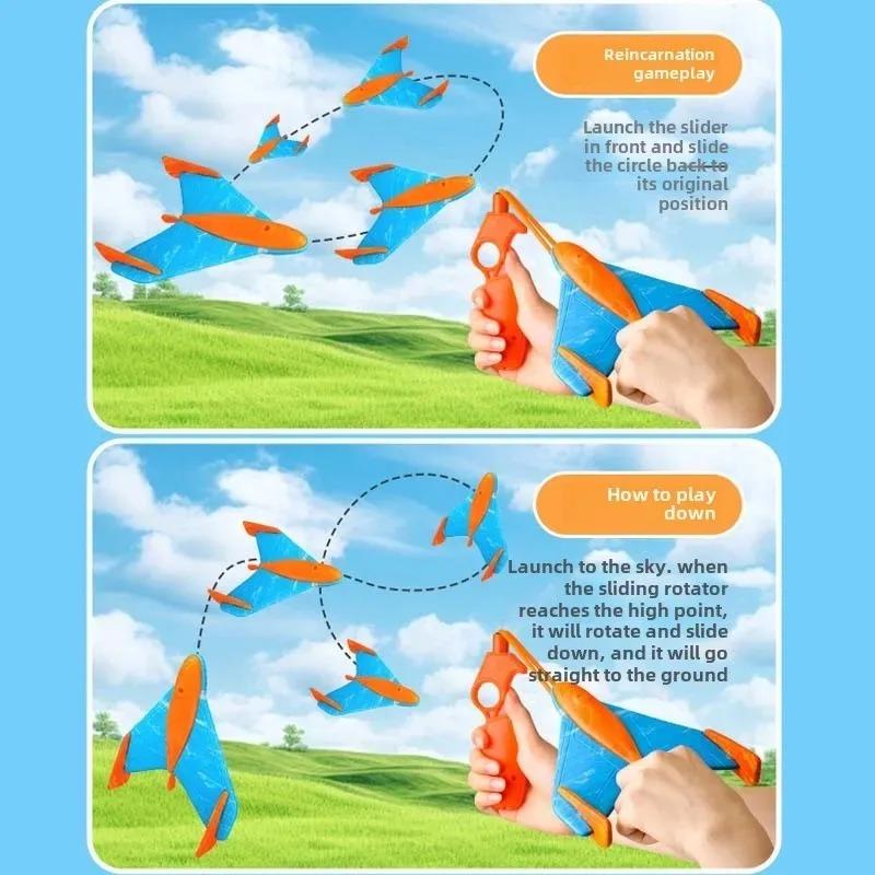 Kids Catapult Foam Plane Toy - Safe Eva Glider With Sound & Light, Outdoor Flying Disc For Parent-Child Sports Games