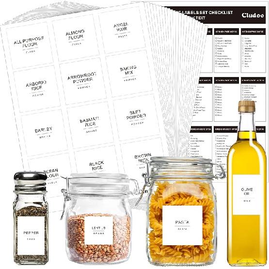 Cludoo 372 PCS Preprinted Minimalist Home Laundry Bathroom Labels for Organizing with DIY Blank Labels, Waterproof Oil Resistant Stickers for