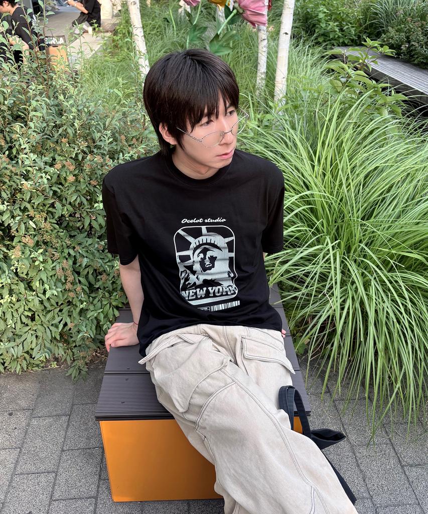 Osillos C94 Statue Of Liberty Oversized Short Sleeve T-Shirt_Black