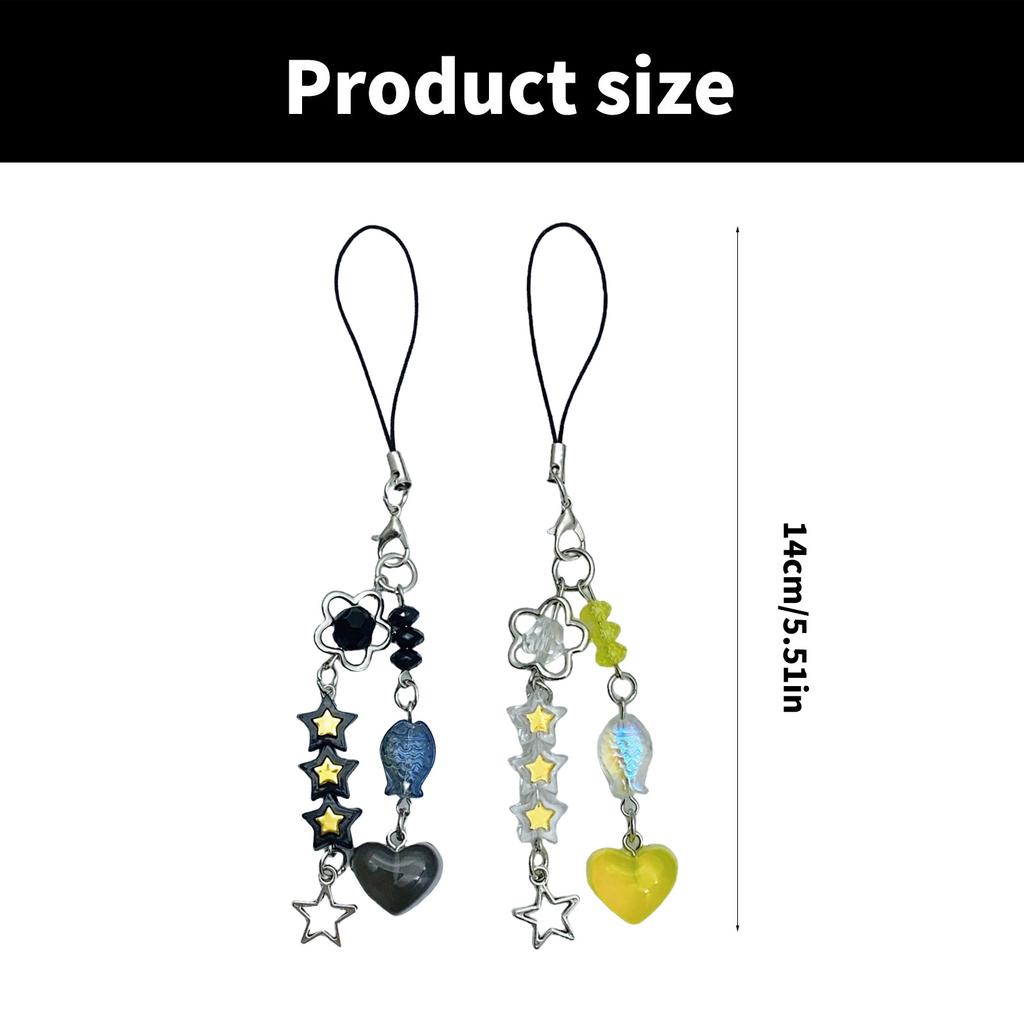 Fashion Heart Statement Pendant Playful Fish Beaded Phone Strap Offering Durability and Style Suitable for Everyday Use