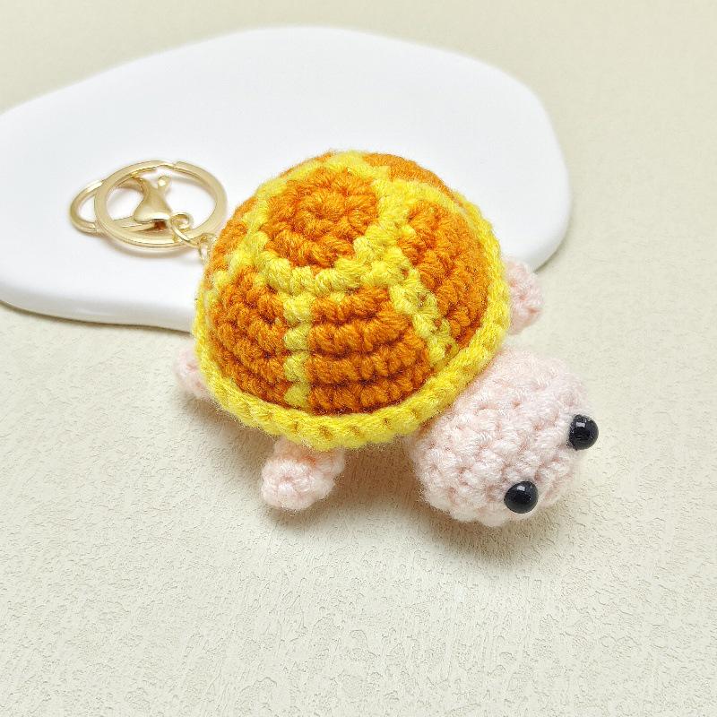 Handmade Crochet Turtle Keychain Pendant - Cartoon Sea Turtle Bag Charm Gift Decoration.