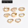 Geometrische Zinklegering Ringenset Met Bloemenpatroon Voor Stijlvolle Vrouwen