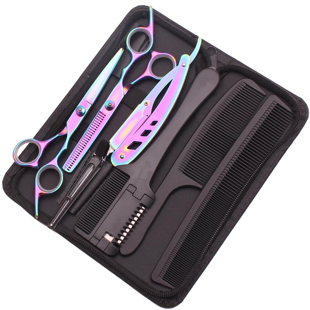 6.0 Professional Hairdressing Scissors Hair Cutting Thinning Shears Comb Razor Set Home & Salon Barbers Japanese Stainless