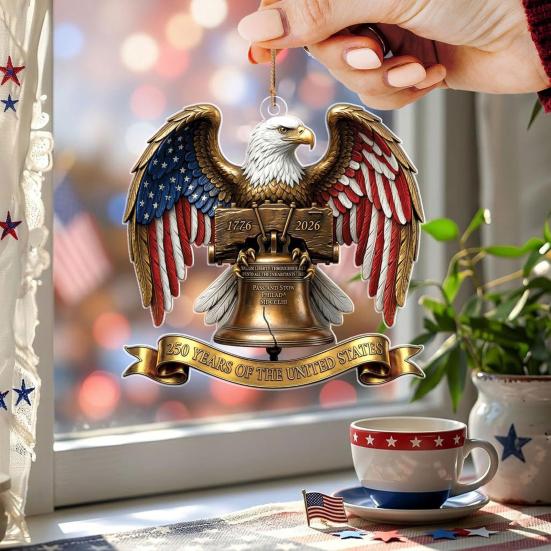 Yousheng 2D Acrylic America 250th Anniversary Ornament 250 Years Patriotic Hanging Decoration 1776-2026 Commemorative Gifts for 4th of July