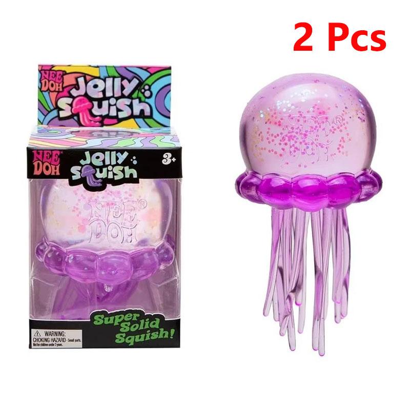 Needoh Fuzz Ball Jellyfish Squishy Soft Stress Relief Toy Cute Relaxing Squeeze Sensory Toy