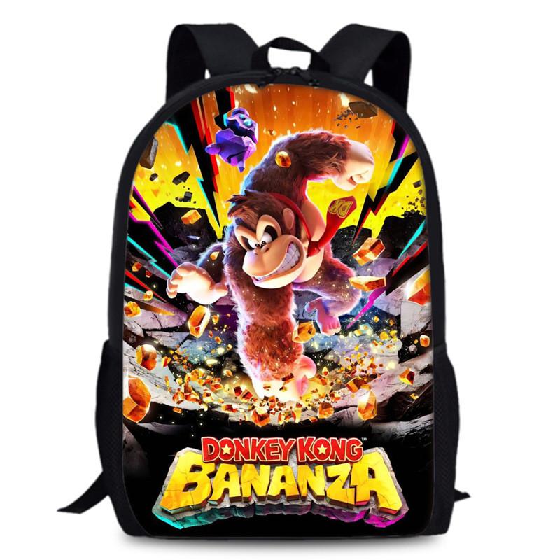 Donkey Kong Bananza Childrens School Backpack With Oxford Fabric For Kids Education Style1