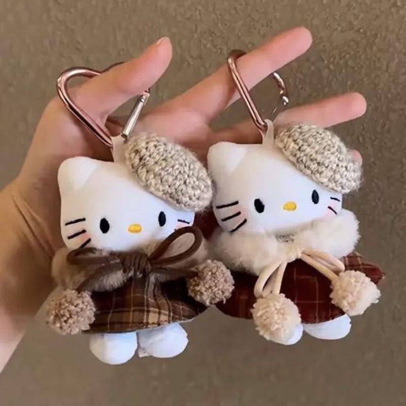Kawaii Winter Day Princess Cloak Hello Kitty Keychain Plush Pendant Backpack Hanging Decoration Christmas Year Gifts