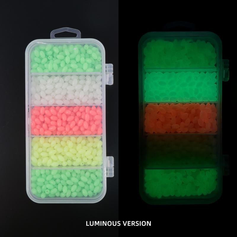 1000 szt. Luminous Fishing Space Beans Pudełko Okrągłe Kulkki Pływające Glow-In-The-Dark Stopery Koraliki do Przyponów Akcesoria do Wędkowania