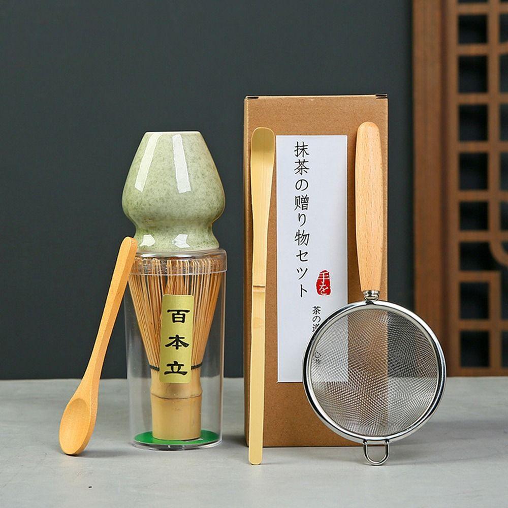 5pcs New Ceramic Matcha Whisk Set Bamboo Reusable Matcha Green Tea Powder Whisk Japanese Tea Set Kitchen Accessories