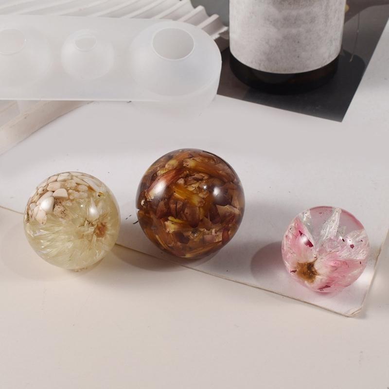 Moldes de Esfera de Silicone de Vários Tamanhos Criação de Esfera de Resina Artística Moldes de Silicone Molde de Esfera Portátil para Artesanato