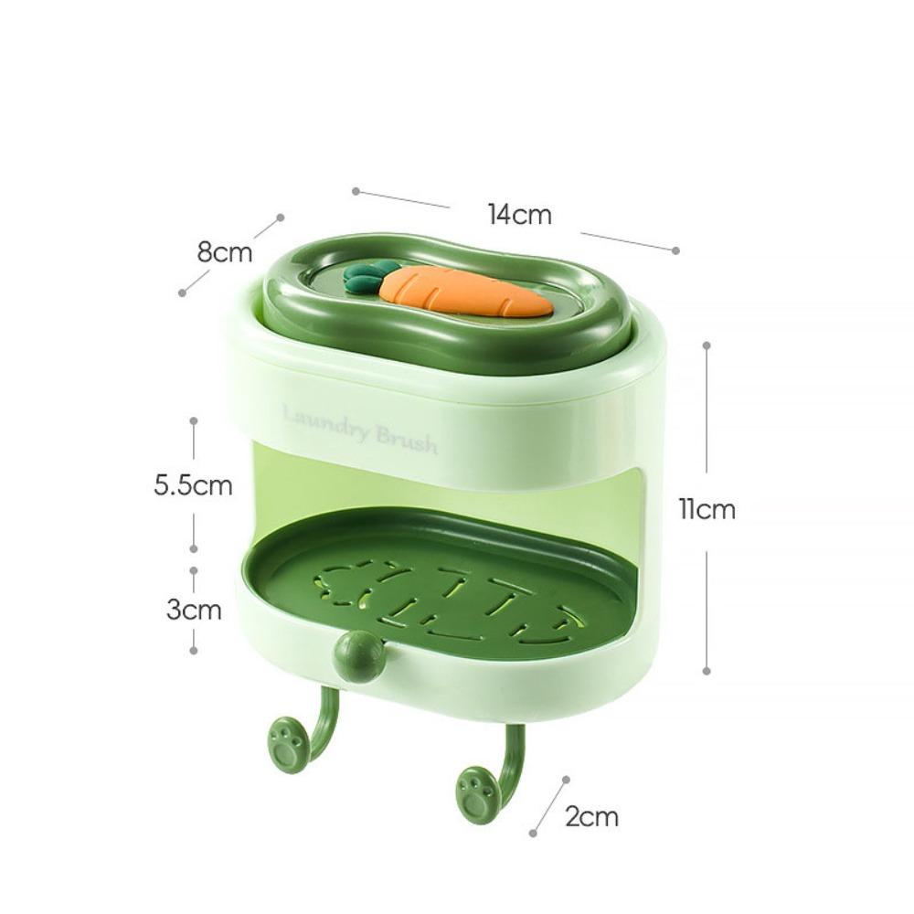 With Laundry Brush Soap Box Free Punching Bristle Cleaning Brush Soap Dish  Bathroom Accessories