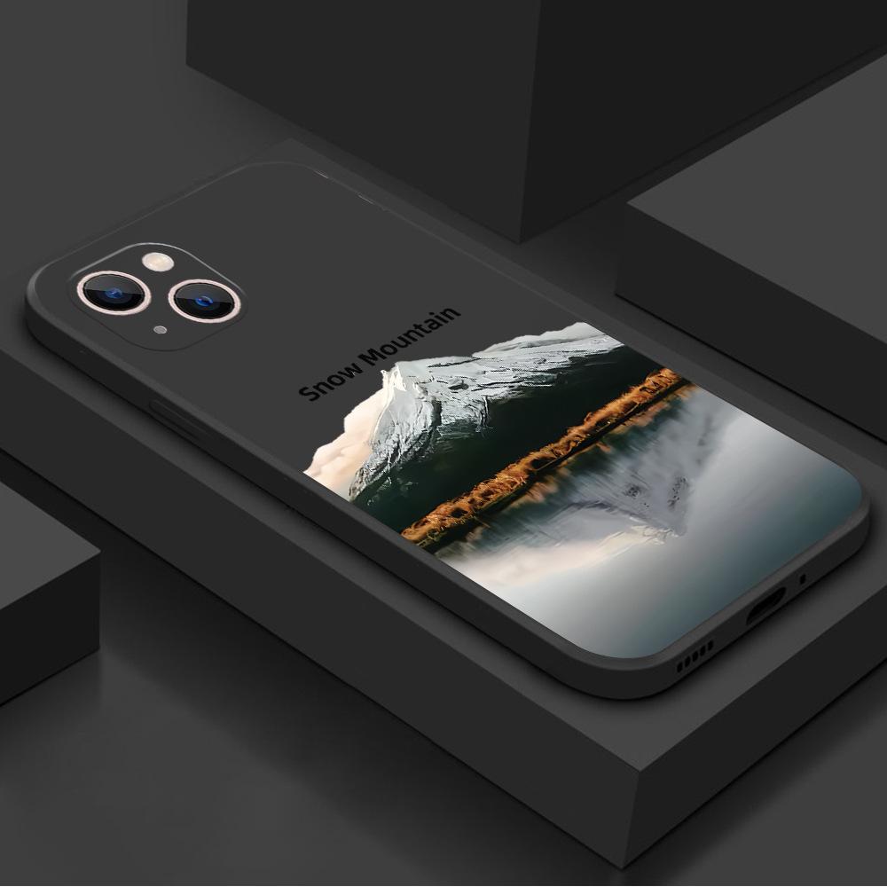 Reflection Snow Mountain is suitable for Apple 16promax mobile phone case, the new iphone15 matte soft case 17 is all-inclusive and anti-drop.