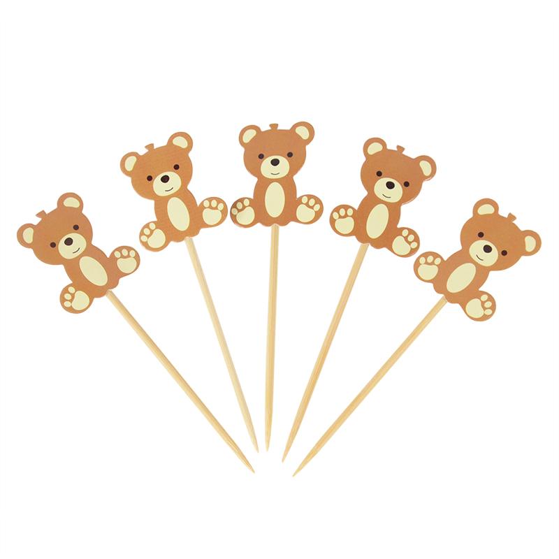 20pcs Cute Bear Food Picks Cake Dessert Toothpicks Fruit Forks Wedding Birthday Party Baby Shower Decoration Supplies Christmas