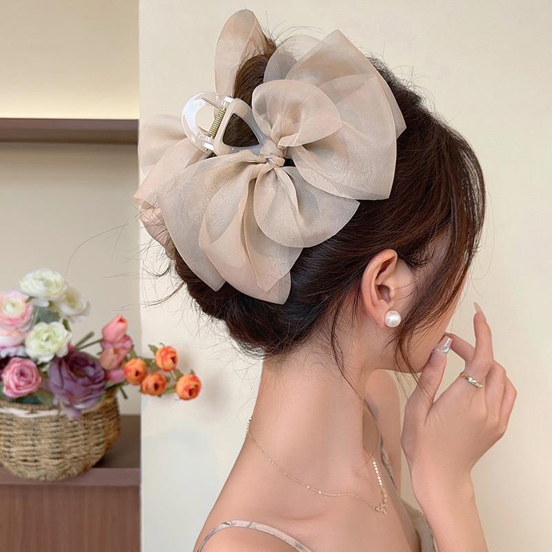 Elegant Retro Satin Bow Hair Clip for Women - Perfect for Low Ponytails and Head Ornaments
