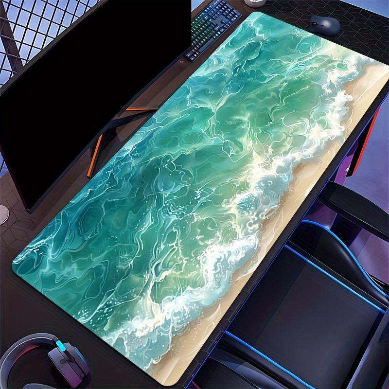 XL Beach Pattern Mouse Pad Anti-Slip Rubber Base Keyboard Desk Mat Stitched Edge Game Table Pad Office Home Computer Accessories