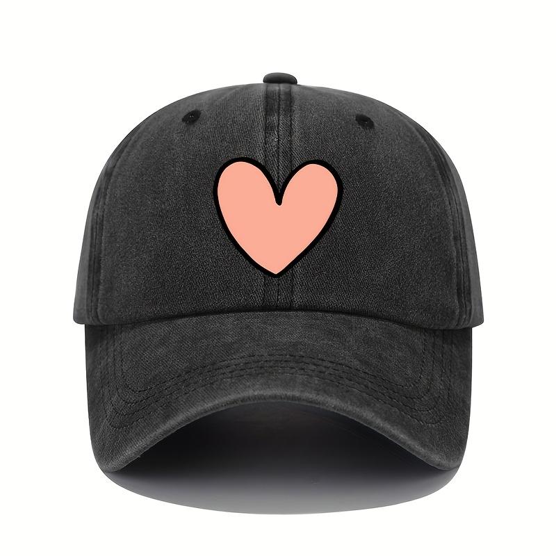 Valentine's Day Heart-shaped Printed Baseball Cap with Adjustable Retro Sports Cap Suitable for Men and Women