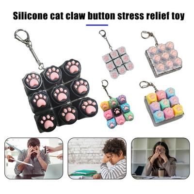 Katzenpfoten-Tastatur Fidget Spielzeug 9-in-1 LED-beleuchtete Tastatur Schlüsselanhänger Dekompressionsknopf Finger-Clicker Spielzeug Arbeit Reise Stressabbau Schreibtischspielzeug