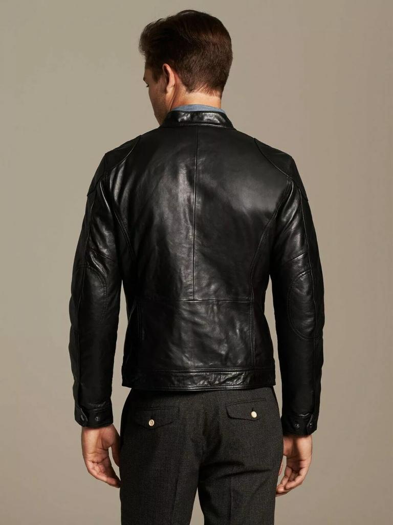 AL KHALID STYLISH New Men's Black Leather Jacket 100% Soft Sheepskin Moto Biker CoatJacket