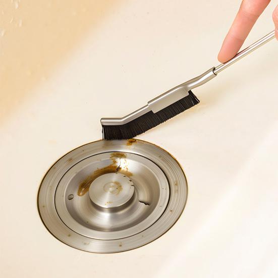 Crevice Brush Long Handle Easy Cleaning Narrow Gaps Stainless Steel Nylon Bristles Multi-angle Cleaning Brush