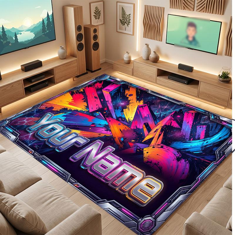 Fantasy Magic Theme Crystal Velvet Floor Rug Personalized Custom Name Text Warm Carpet Home Decoration