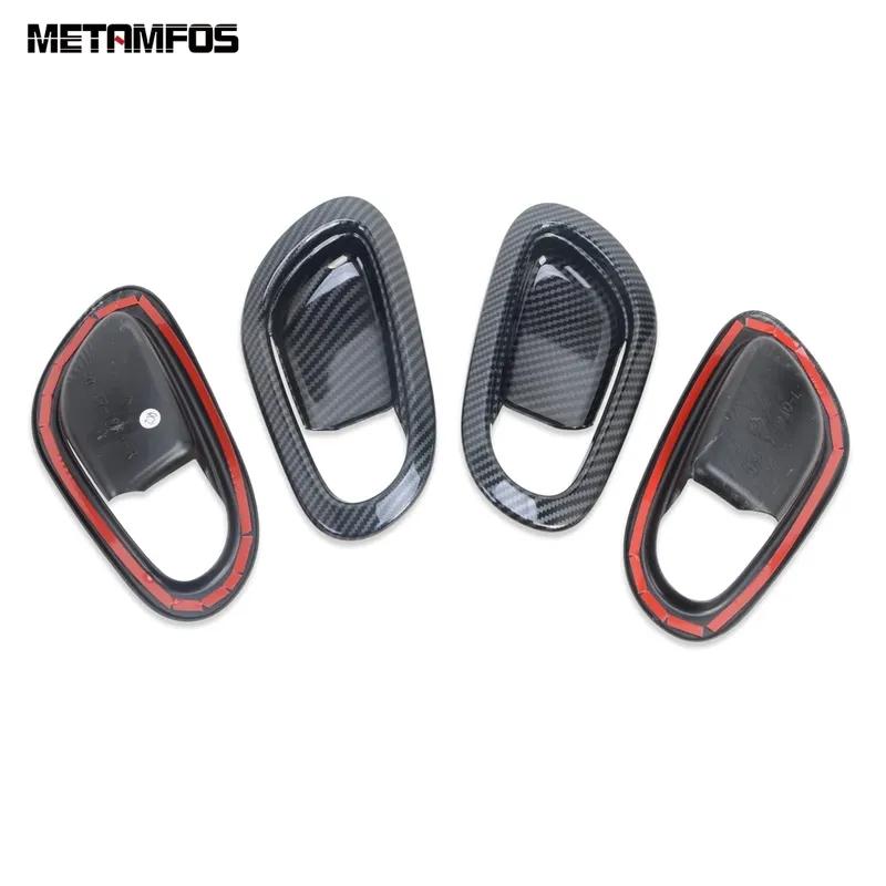 For Nissan Navara NP300 ST 2015- 2024 2025 Carbon Fiber Ide Door Handle Bowl Cover Trim Interior Accessories Car Styling