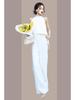 Elegant Solid Halter Jumpsuit: Sleeveless Top & Wide-Leg Pants for Women
