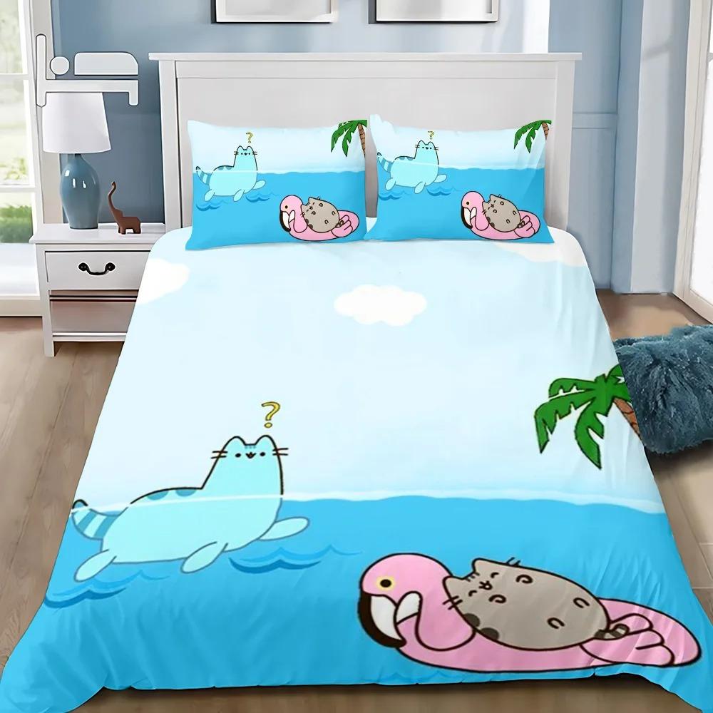 Exquisite cute Print Duvet Cover Set Bedding Set P-Pus-heens Cat Single Double King Size For Kids Boy Girl Bedroom Decor 2/3pcs