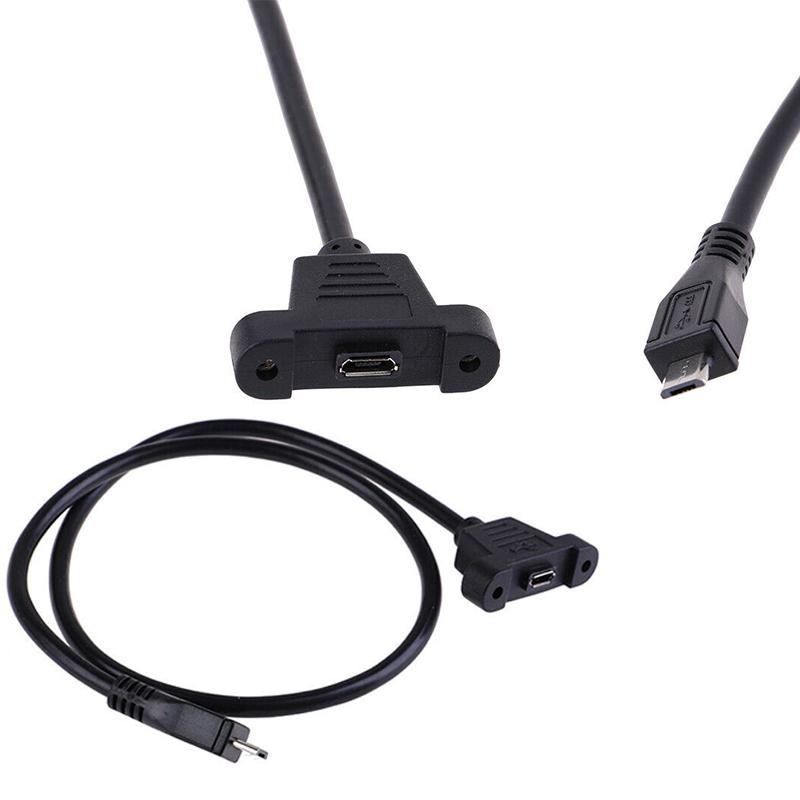 Extension cable plug to female panel installation screw Micro USB2.0 with