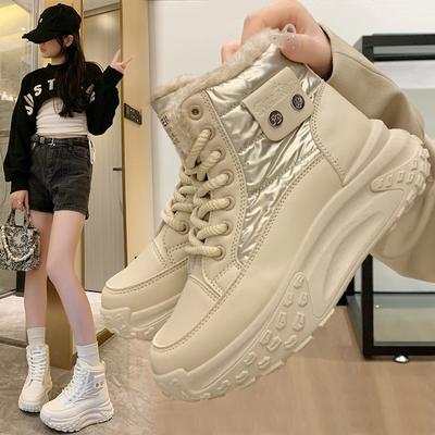 Fleece High-top Snow Boots for Women's Winter New Student Ins Korean Version of Warm Casual Platform Cotton Shoes P6011