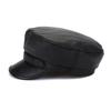 Korean Style Genuine Leather Duckbill Cap for Men & Women - Autumn/Winter Flat Top Military Biker Cap