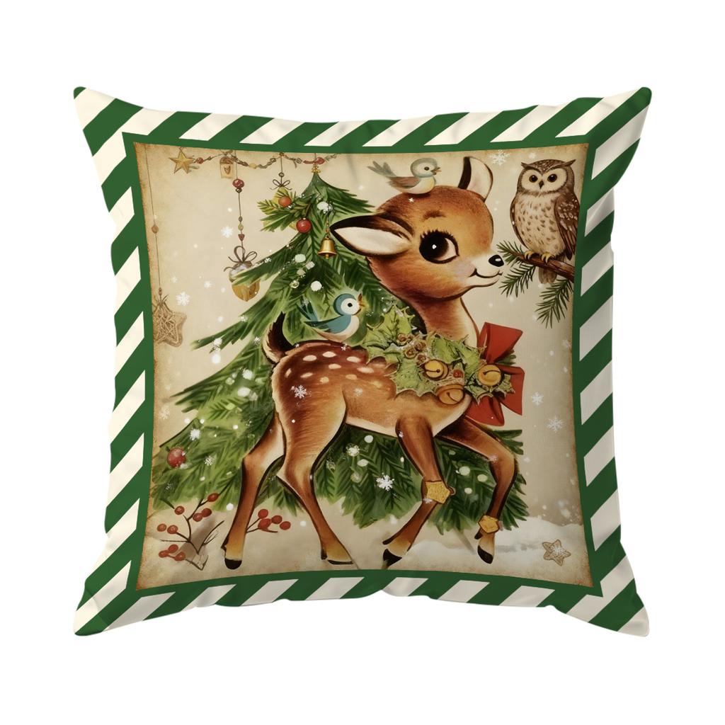Retro Christmas Theme Pillowcase Bedroom Sofa Cushion Cover 100% Polyester Living Room Cushion Pillowcase Home Decor