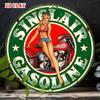 Vintage Round Metal Sign Retro Pin Up Girl Motorcycle Garage Decor Biker Gift 20cm