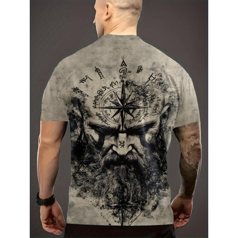 Men's T-Shirt Viking Compass Creative 3D Printed Pattern Design Summer Breathable Street Fashion