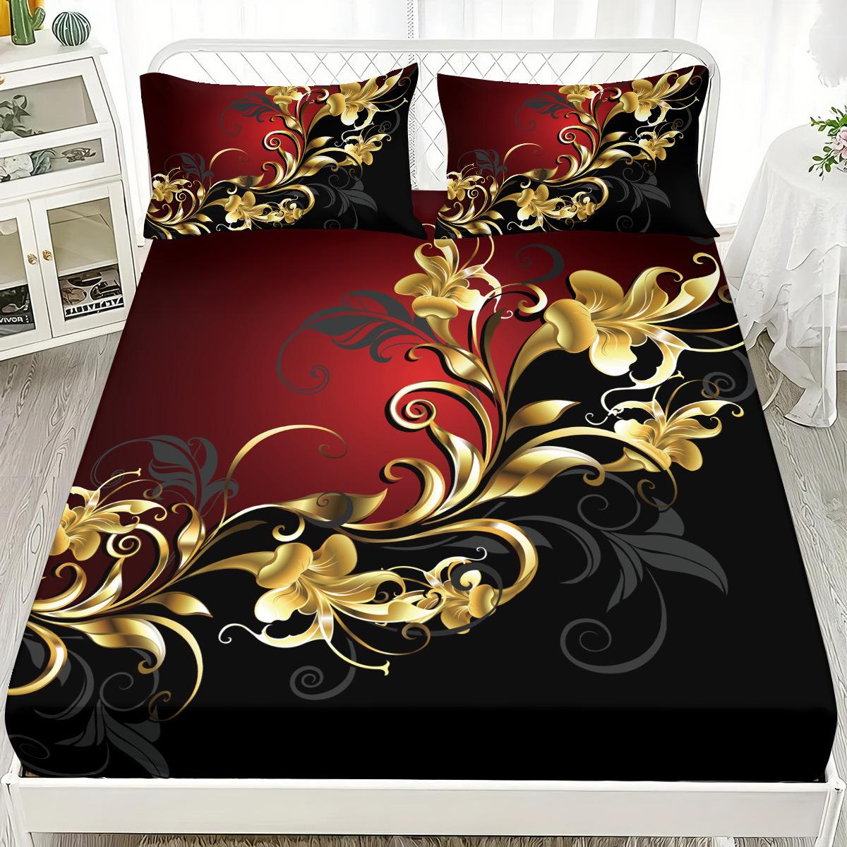 

Bedding Kit Flower 3D Digital Printing Sheet Cover Premium Pillowcase Bed Three-Piece Set 90x200